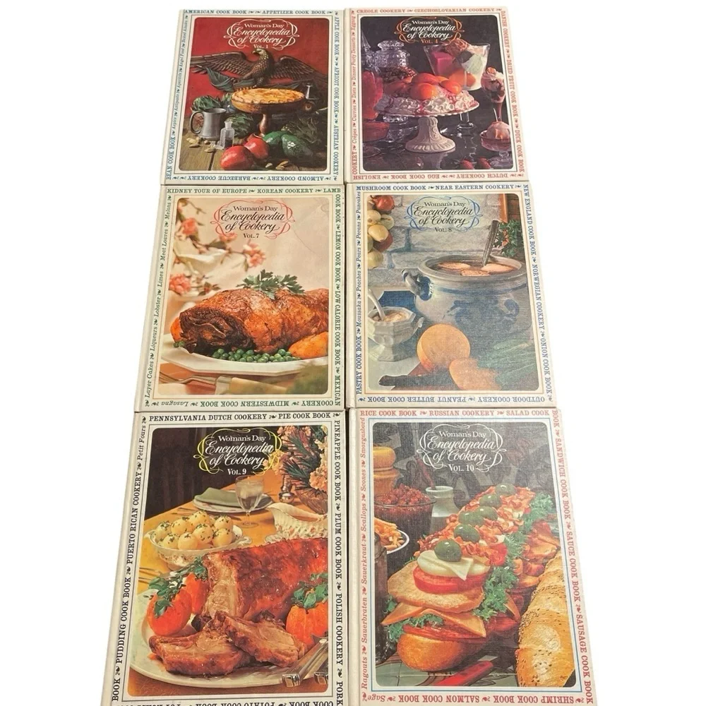 Woman's Day Encyclopedia of Cookery Lot of 6 Vol. 1, 4, 7-10 1966 Hardcover VTG